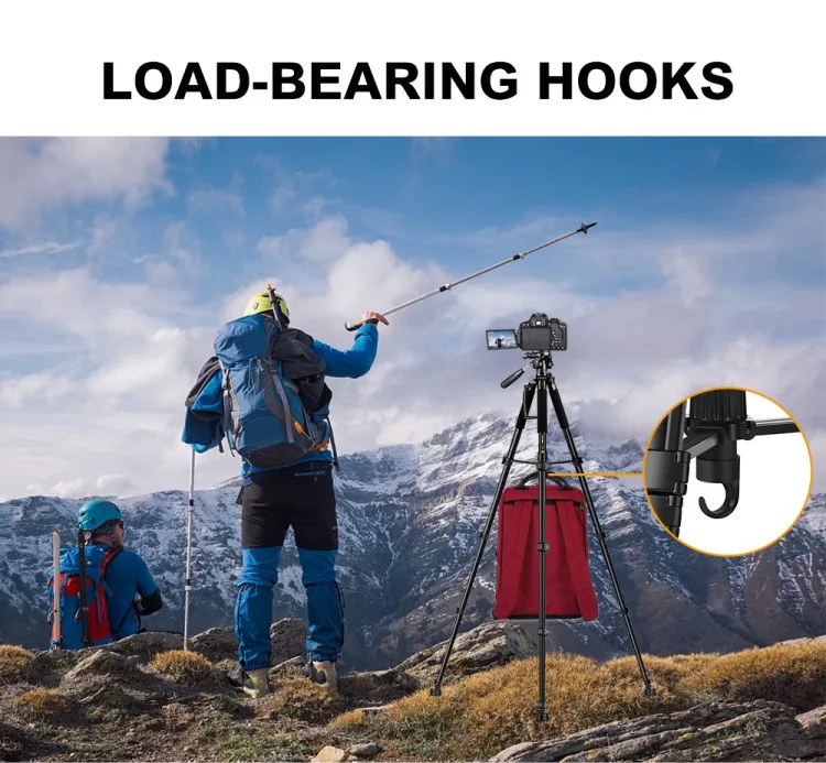 Zomei Q188 Aluminum Professional DSLR Camera Tripod 5-Section Flip Lock Waterproof Shockproof 5KG Load Capacity Portable Bubble