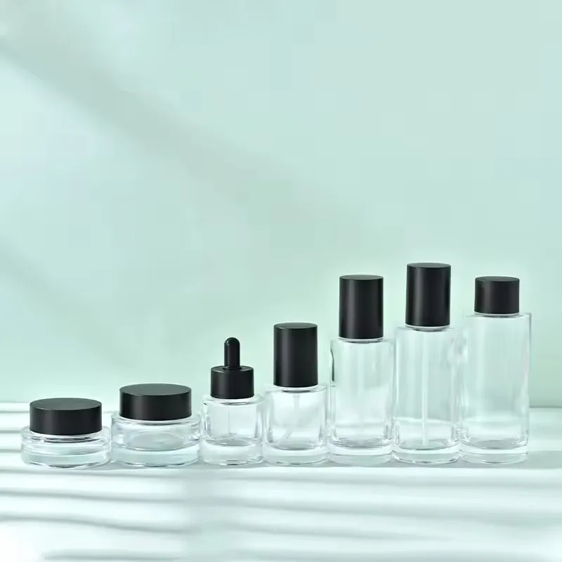 Custom30g50g30ml50ml100ml120ml creqam dropper sprayer pump glass container hot sale cosmetic set skincare packaging set details