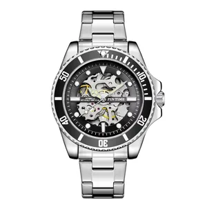 Best Selling Men Luxury Classic Stainless Steel Band Mechanical Wristwatches Skeleton Automatic Wristwatches