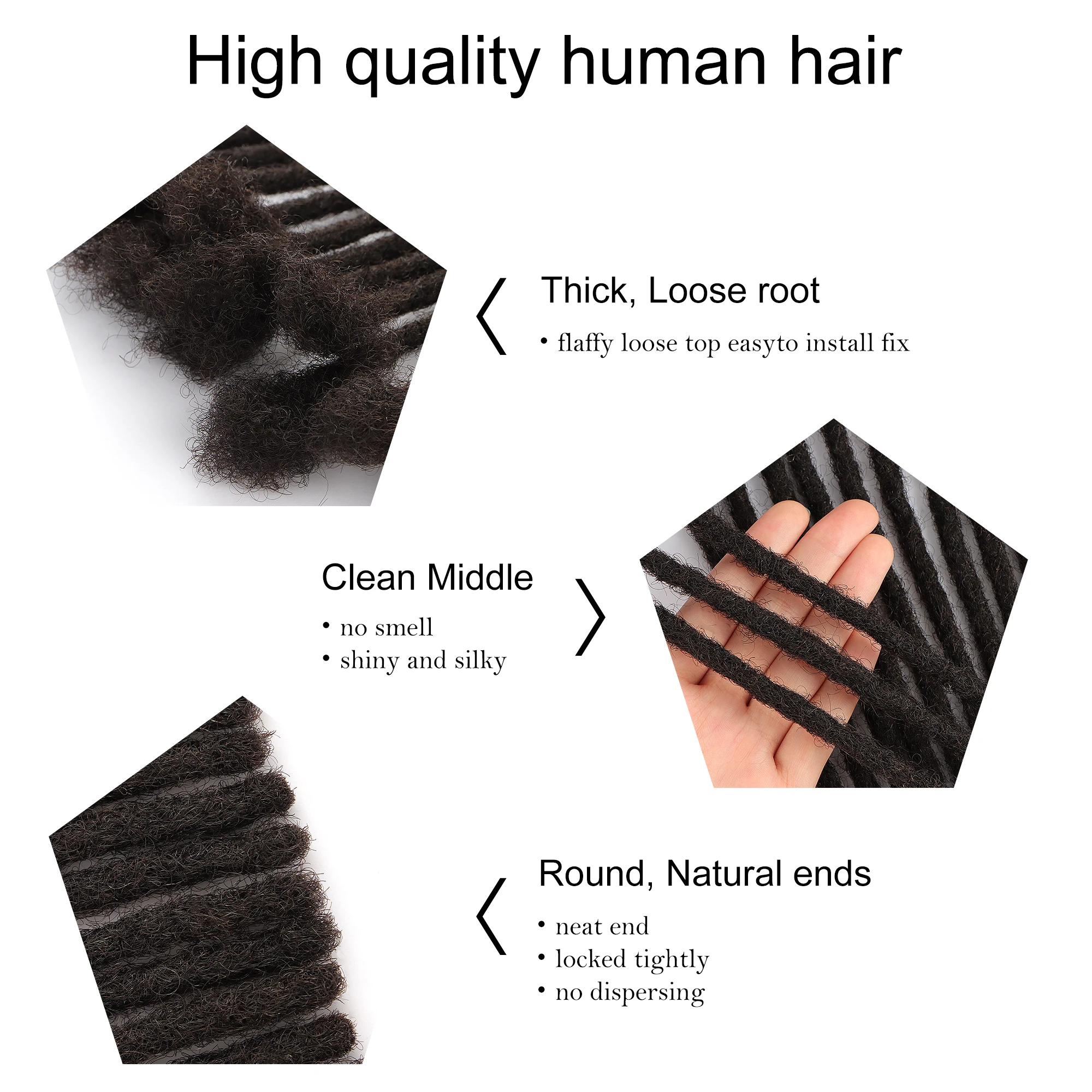 Orientdreads Cheveux Naturel Locs Dreadlocks Human Hair Handmade Dreads Locks Human Hair Loc Extensions for Man and Woman