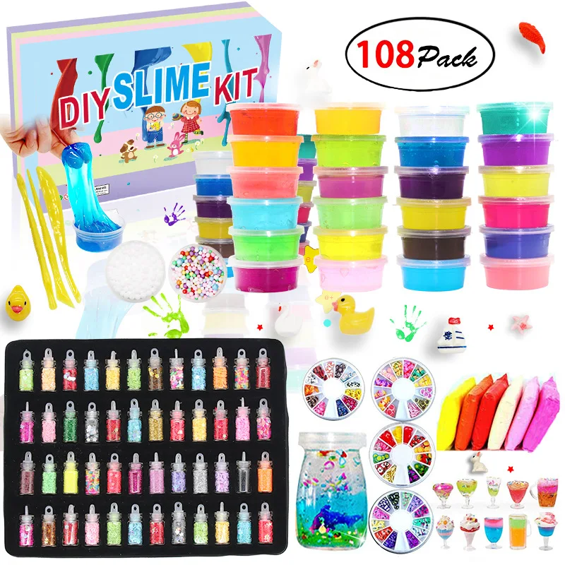Educational Activator Crystal Clear Cream Set Slime Kit Putty Making Kits DIY Charms Toys Slime Kit for Kids