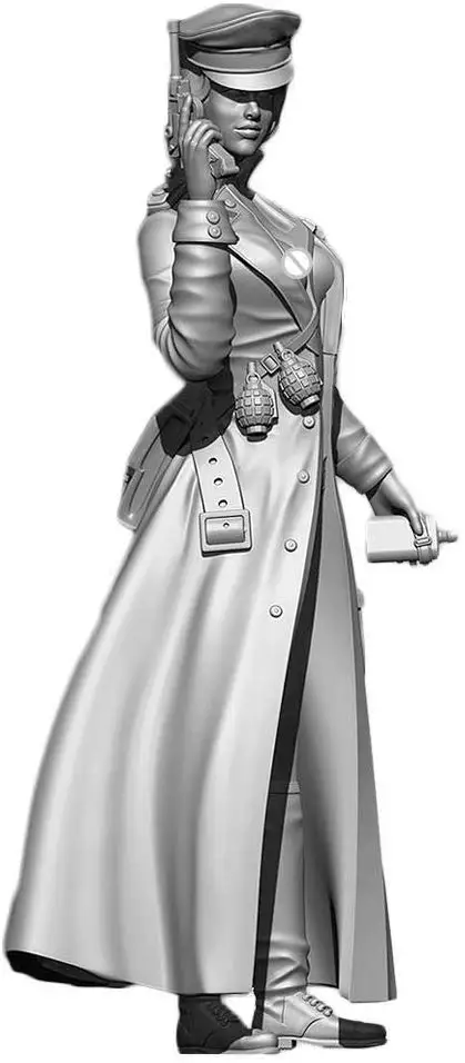 Polyresin/resin Model Kit Figures 75 MM Female Officer Unpainted Figure Model Resin Kit Art 1 24 Scale Model Kit Fantasy Statues