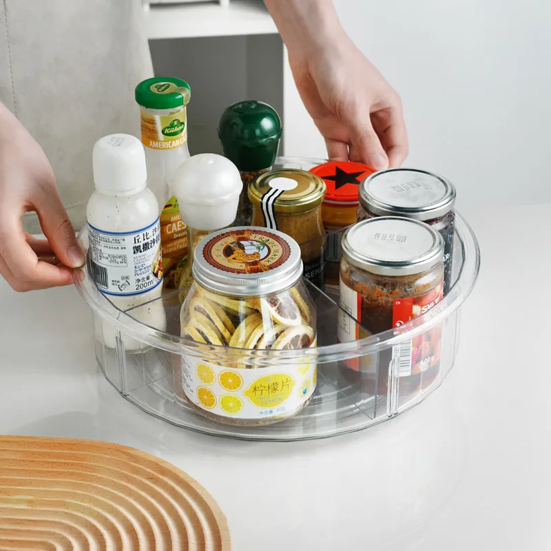 Kitchen Fridge Organizer Lazy Susan Plastic Refrigerator Hardware clear Acrylic Porcelain  Lazy Susan Rotating  Corner Cabinet