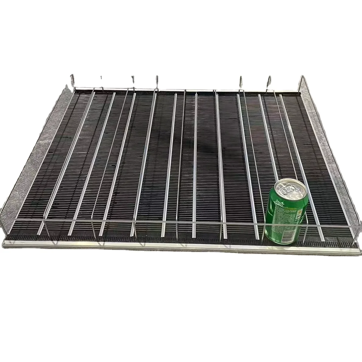 Light Duty Single-Sided Refrigerator Flex Gravity Feed Roller Freezer Shelf Pusher System for Supermarket