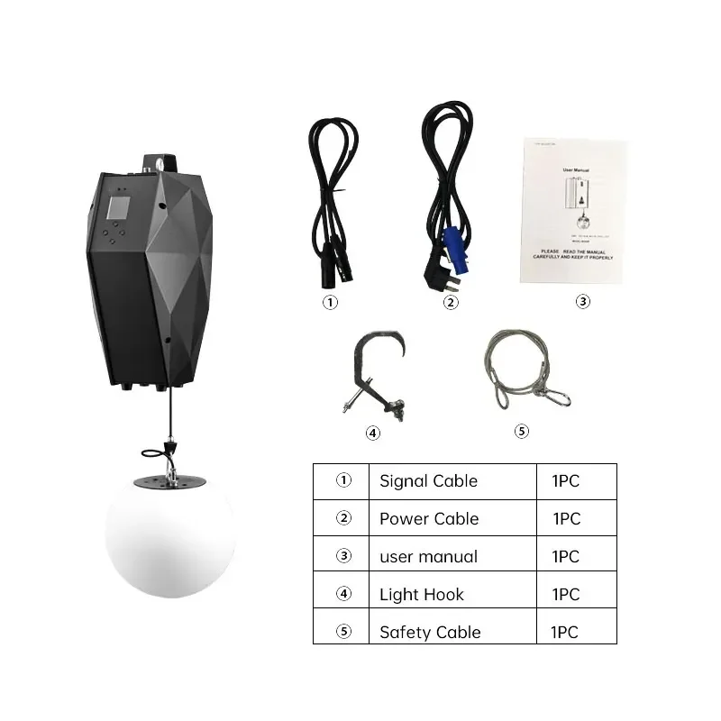 Amusement Color Changing Light Hanging Lifting DMX LED Kinetic Ball Pendant Led Light Motorized Led Lifting Light Ball
