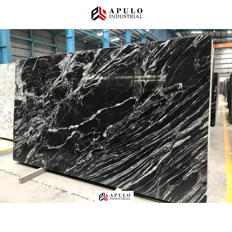 Factory Direct Cheap Price River Black Granite Slab Marble Belvedere Nepal Pakistani Zebrino Black and Gold Marble