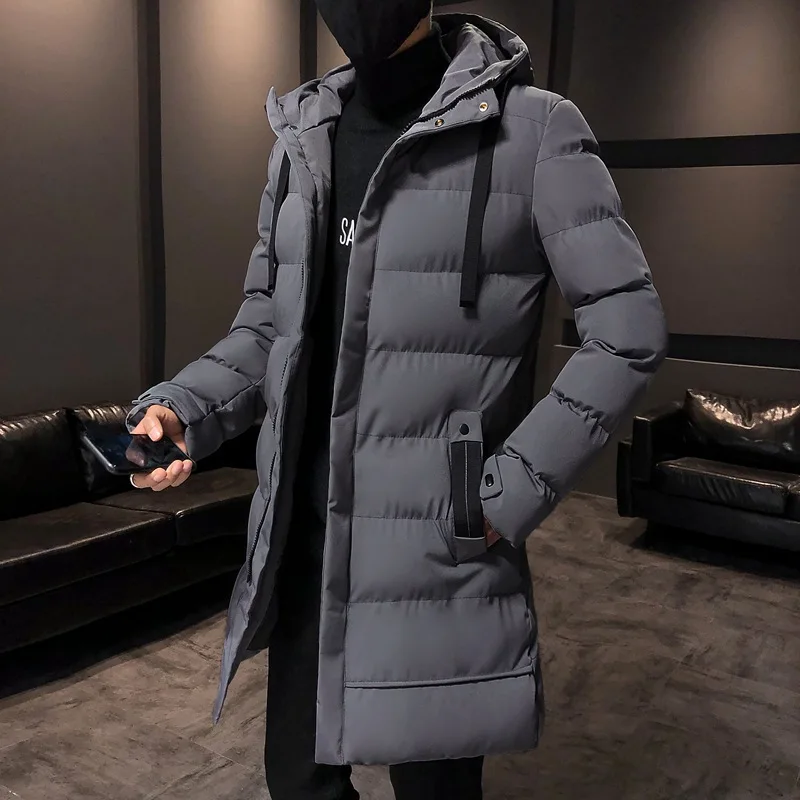 Cotton Jacket Mens Winter Jacket With Hood Casual Jacket Long Mens
