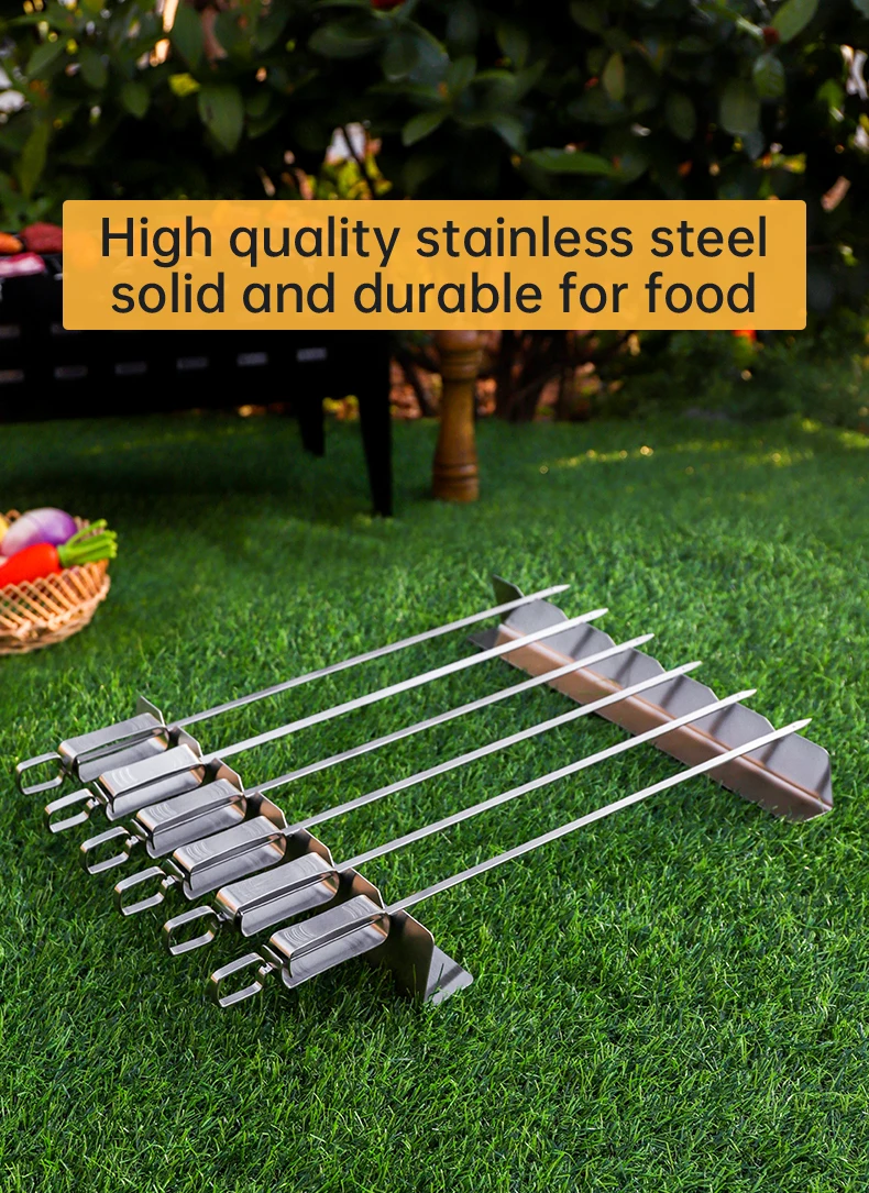 4 Piece Bbq Skewers Stainless Steel Ideal Outdoor Bbq Grill Camping