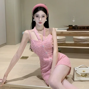 Pure Desire Sexy Hollow Neck Dress Women's Summer Design Backless Slim-Fit Slimming Hip Dress