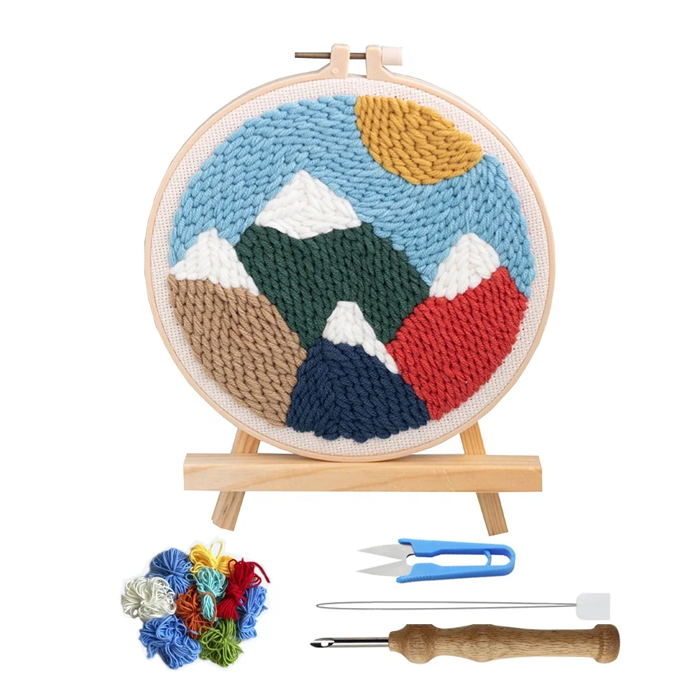 Diy Punch Needle Kit Landscape Cross Stitch Rug Hooking With Embroidery