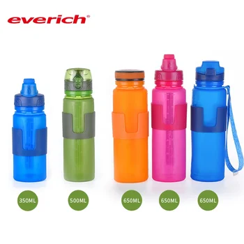 350/500/650ML Silicone Foldable Water Drink Bottle Collapsible Folding Soft Sports Water Bottle and Cup Patent Customized