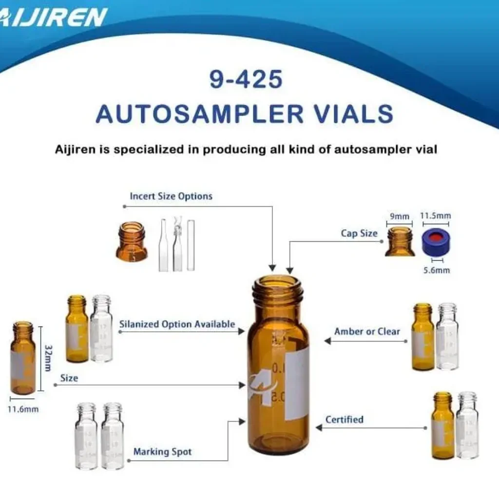 High Quality 9mm 2ml/1.5ml HPLC Vial Lab Borosilicate Glass Chromatography Vial for Sample Storage
