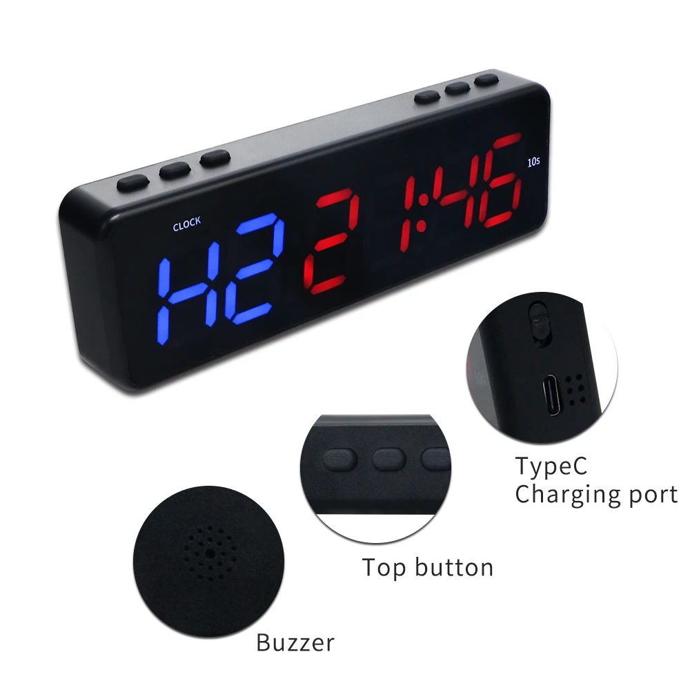 Portable Anytime Fitness Exercise Boxing Timer Digital Countdown Stopwatch Timer LED Display Sports Gym Training Interval Timer