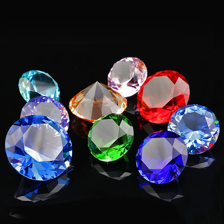 Wholesale Customized Various Colors Diamond Paperweight Glass Clear Crystal Diamond