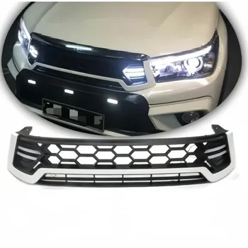 YBJ Car accessories Grille For Hilux revo 2015-2021 with LED lights Front racing Front Bumper Grille white ROCCO grille