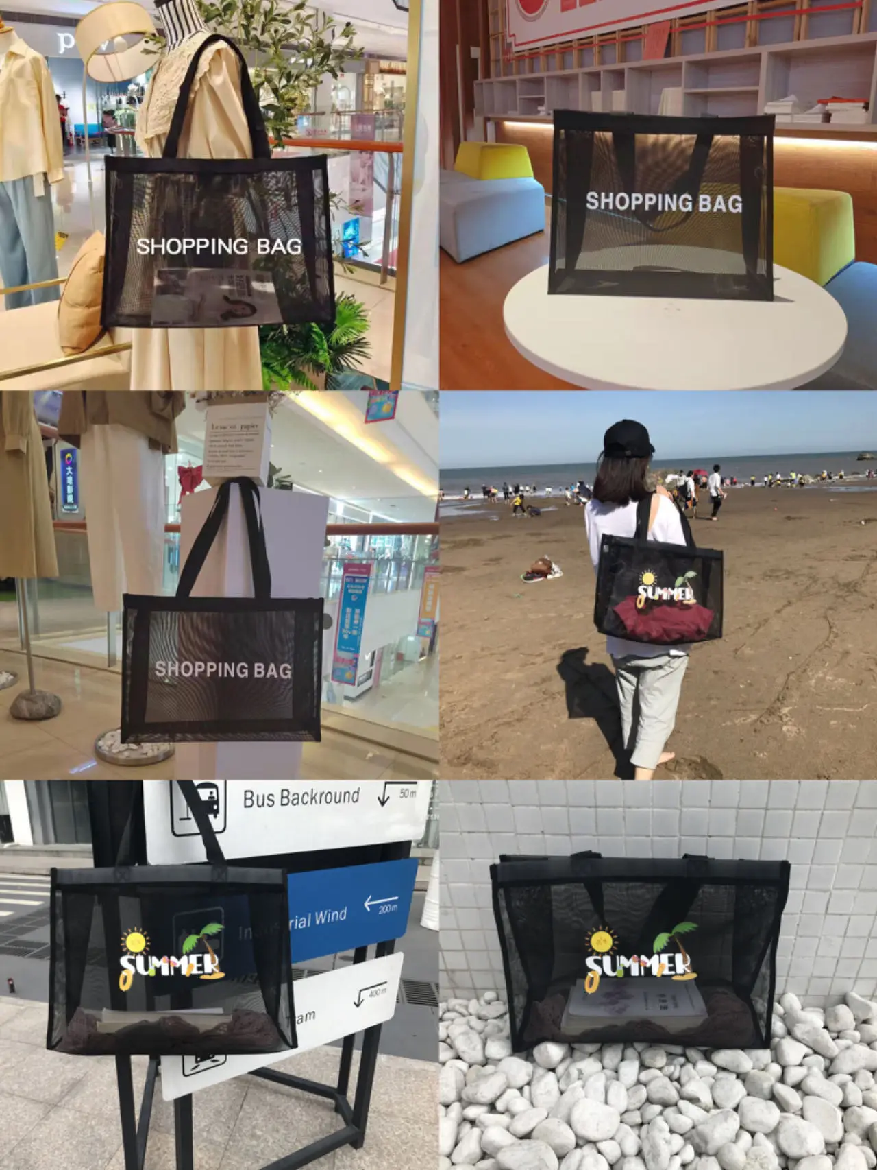 Wholesale Summer Portable Personalized Mesh Beach Bag Makeup Travel