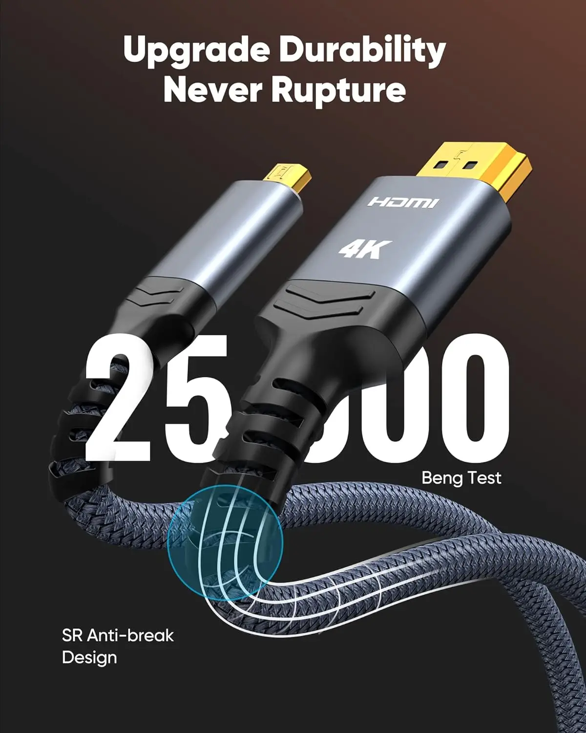 Factory High Quality 4K hdmi to Micro hdmi Cable Gold Plated 4K 60Hz Micro HDMI Cable Cord HDR Compatible for Camera