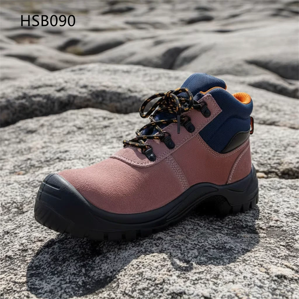 HY, calzado de seguridad para equipos de construcción, fabricado en ante resistente a rasgaduras y con combinación de colores; última versión de botas de trabajo con puntera y plantilla de acero; modelo HSB090