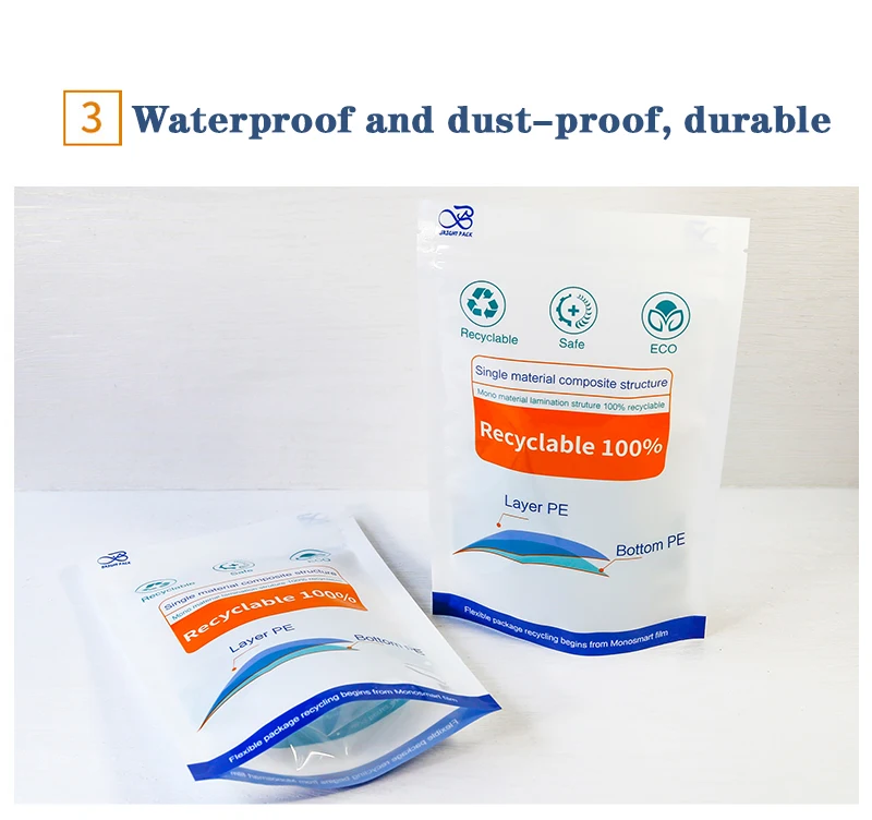 Customized Printing Food Grade Eco Friendly Plastics Recycling Stand Up