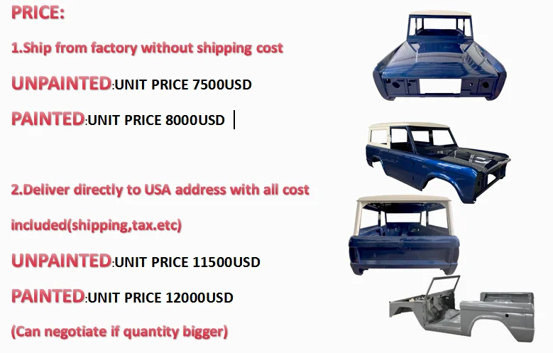 Muscle F-Ord Bronco, Mustang, MK2, Chevy C10 USA Car Body Shells