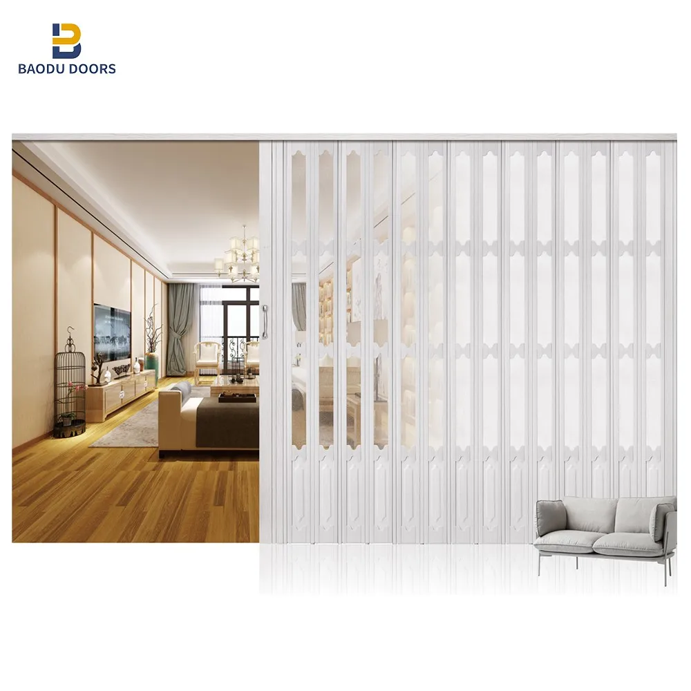 PVC Accordion Bi-folding Door for Home Price Modern Design for Houses Interior Room Lightweight Easy Installation Isolation
