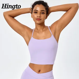 ODM Gym Workout Crop Top Running Fitness Yoga Vest Stretchy Sport Bra Thin Shoulder Strap Sleeveless Tight Fitting Sports Top