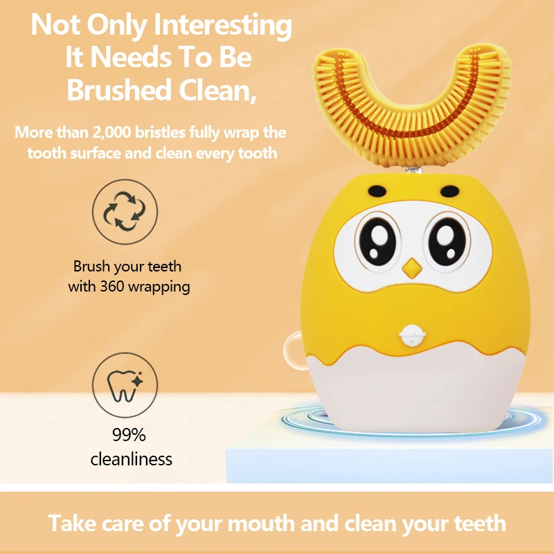 Cartoon Little Elephant Toothbrush Promotion U Shaped Electric Child Toothbrush for Children