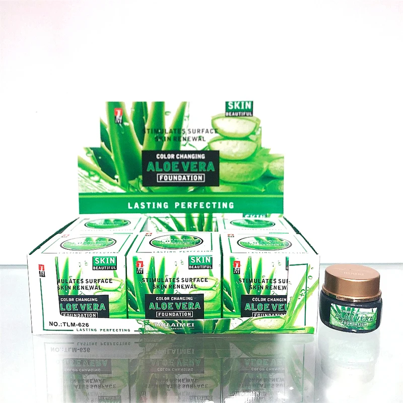 Full Cover Aloe Vera Foundation Liquid for Oily Skin Makeup Moisturizer  Face Base Waterproof Lasting Color Change Foundation OEM