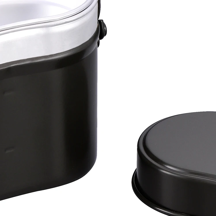 Customized Outdoor Camping Black Lunch Box Aluminum Mess Tin Mess Kit details