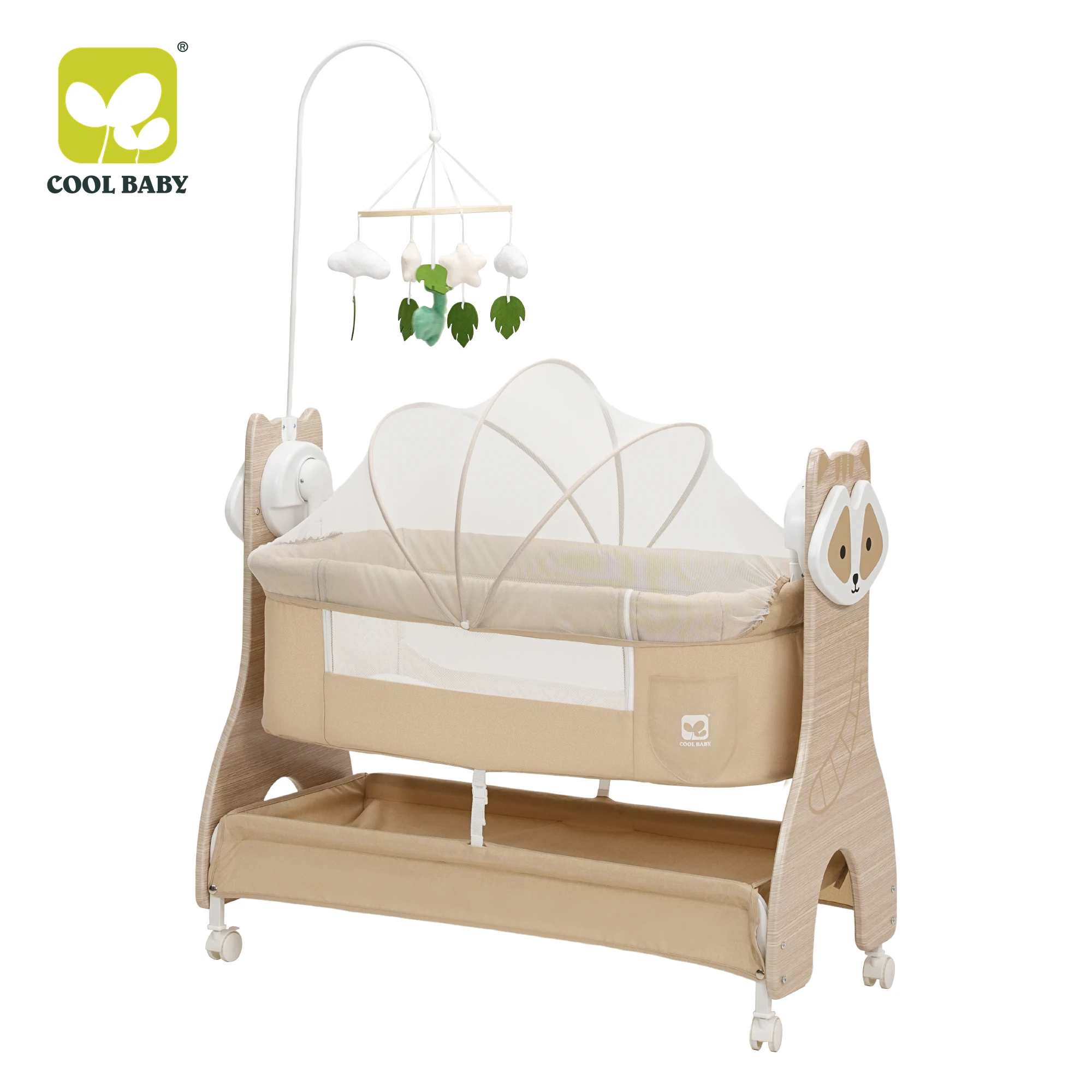 D1529 CoolBaby Wholesale Baby Cradle Swing Bed Automatic Electric Baby Cradle Rocking Bed Crib for Newborn