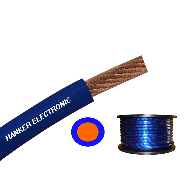Blue 100% OFC BC CCA 1/0 Awg 4awg 1awg Car Audio Power Battery Cable