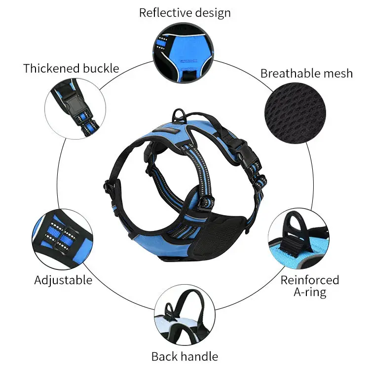 New Neoprene Custom Reflective Tough Adjustable Pet Dog Training Har Set Harness Luxury Leash No Pull Dog Harness