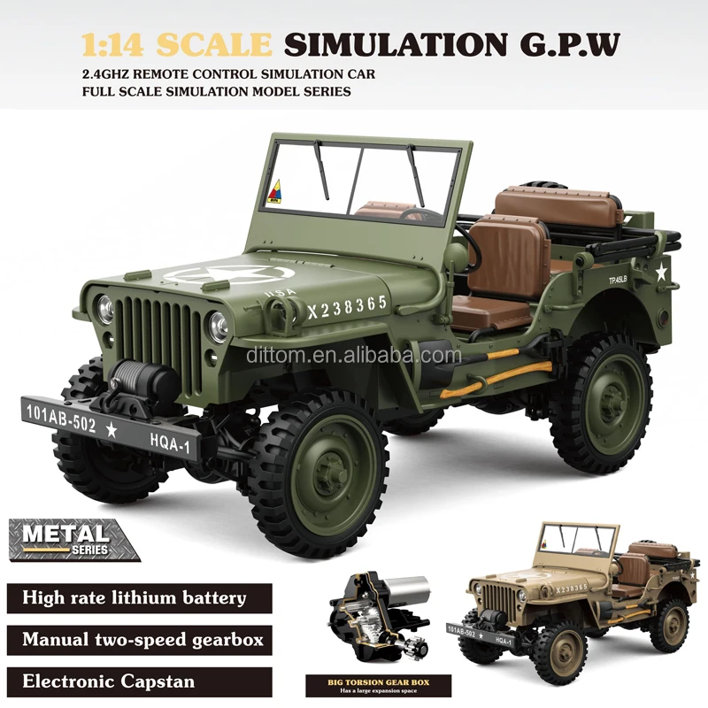 HG4-58 1/14 Scale Military Off Road RC Car - 2.4G Metal Vehicle