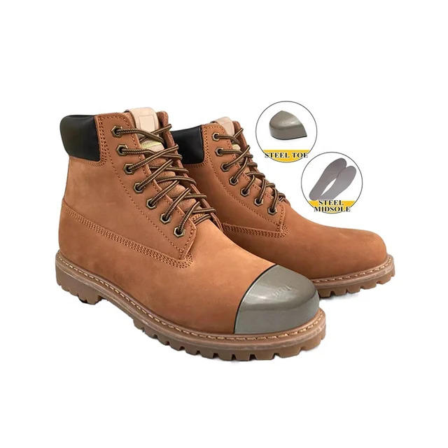 2024 New Fashion Comfortable Cowboy Boots Chemical Industrial Construction Nubuck Cow Grain Leather Goodyear Yellow Shoes