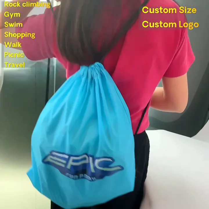 210d Polyester Draw String Bags Custom Logo Waterproof Sports Backpack ...