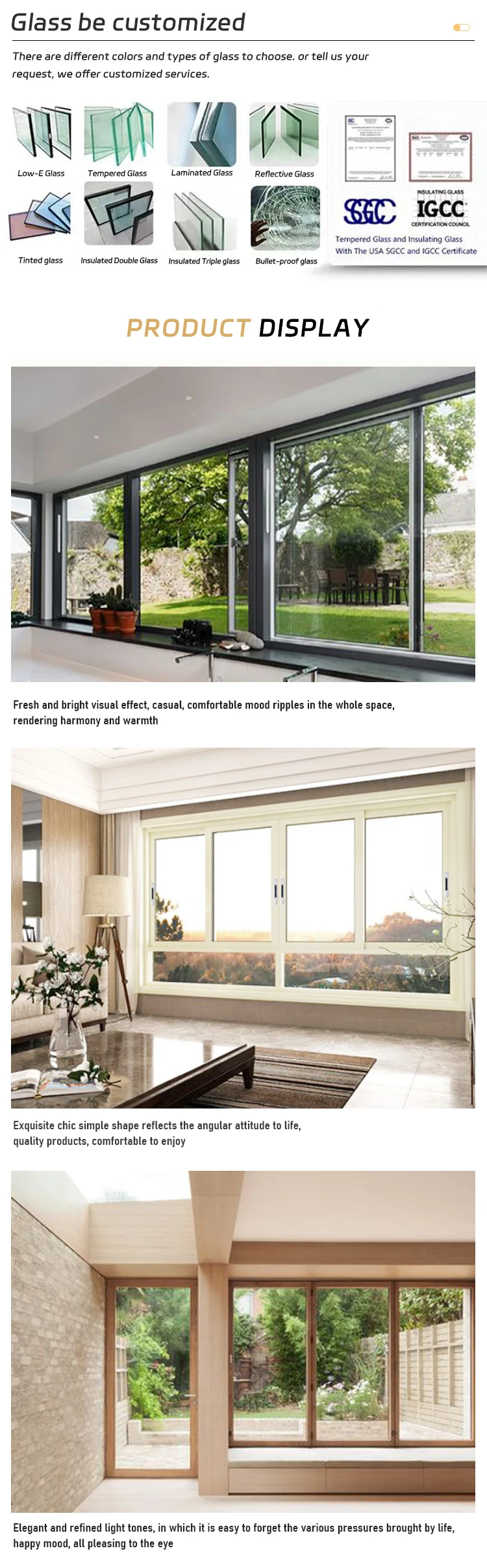 Aluminum Frame Sliding Windows Door System Customized Double Glazed ...
