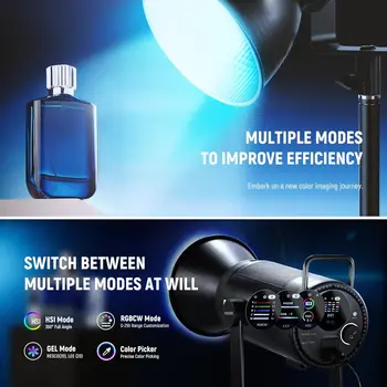 NEEWER CB300C 300W RGB LED Video Light APP/2.4G Control,Full Color COB Continuous Output Lighting Dimmable for Studio Filming detail image