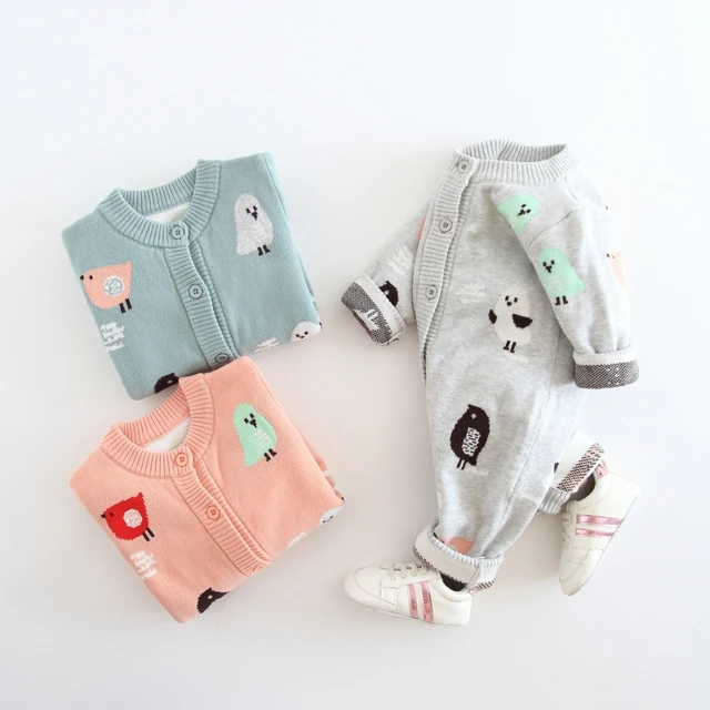 OEM ODM Newborn Baby Knit Romper Children's Pure Cotton Thick Warm Jumpsuit for Autumn Winter Clothes