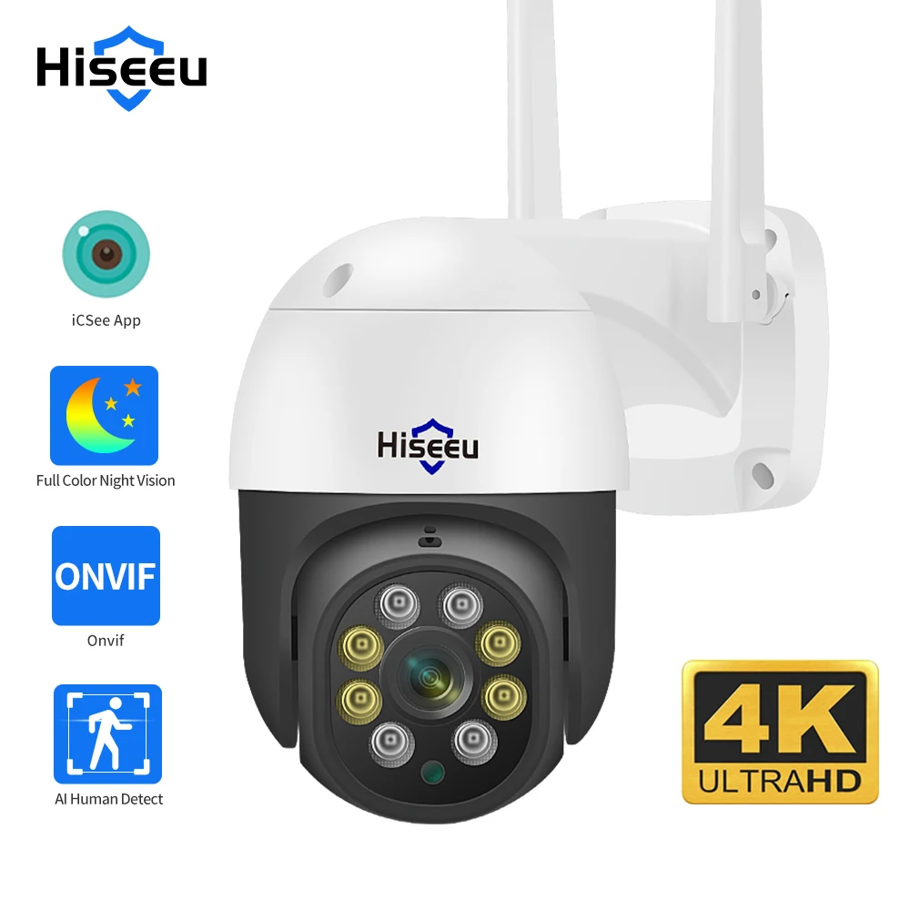 Hiseeu 8MP 4K WIFI Camera Outdoor Security 5MP 3MP 1080P Auto Tracking  Wireless Video CCTV Surveillance PTZ IP Dome Camera