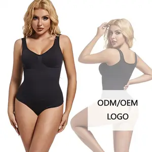 Plus Size Waist Trimming Body Shaping Thong V-neck Vest Jumpsuit Women's Underwear Plus Size Shapers