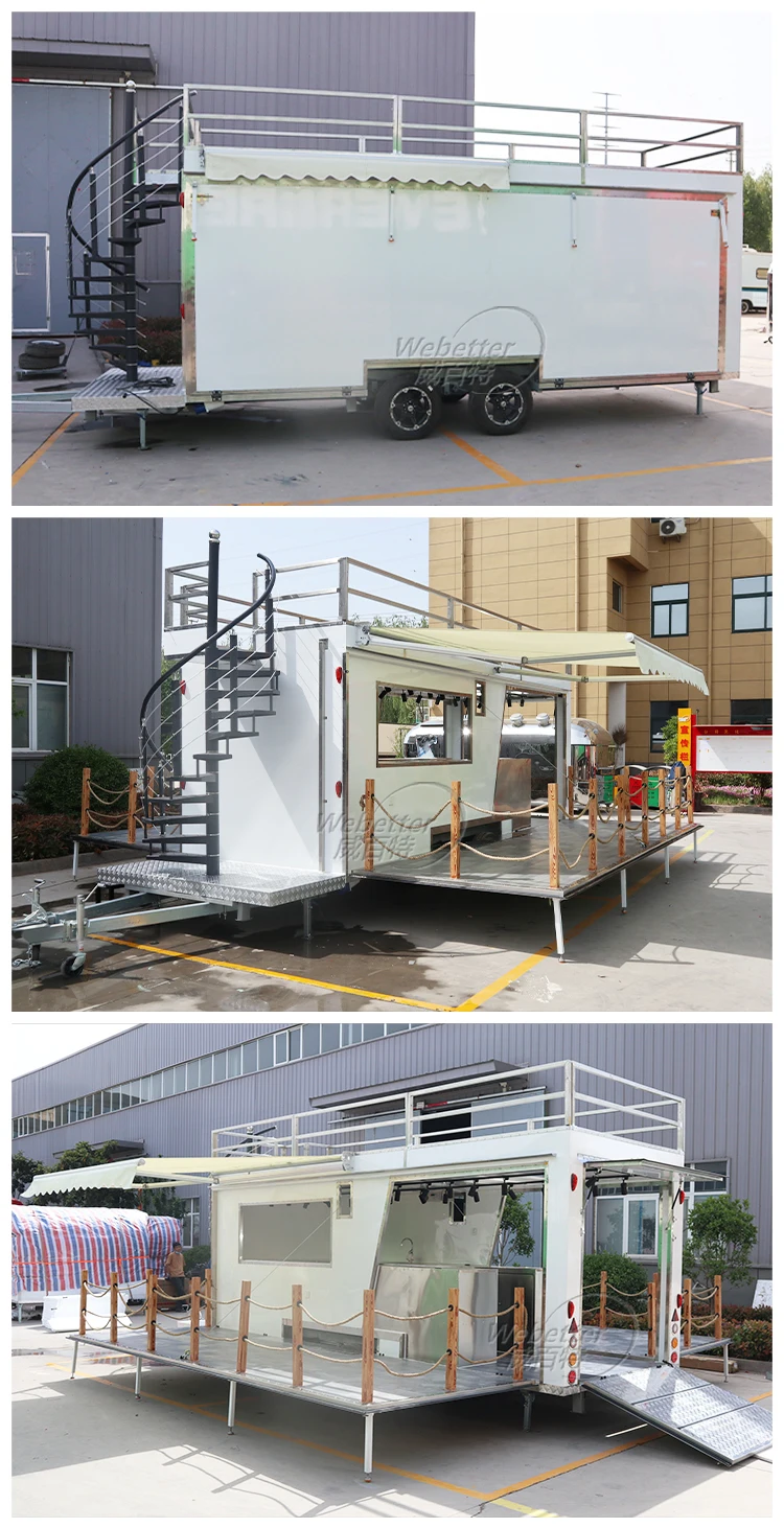 Double Decker Stainless Steel Mobile Bar Beer Food Truck Food Shop Catering 2 Story Mobile Bar