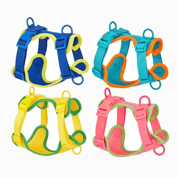 New Arrival Pet Puppy Cat Harness Adjustable Reflective Soft Padded Airmesh Breathable Custom Dog Cat Harness With Custom Logo