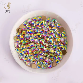 OPL K9 Crystal AB Diamond-Shaped Rhinestones - 3D Irregular Design for Nail Art & Clothing