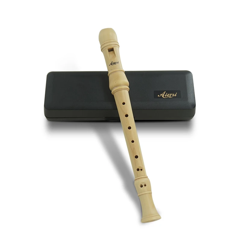 Aiersi Brand 3 Pieces Blockflute German or Baroque Finger Maple Wooden 8 Holes Recorder