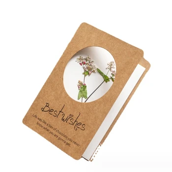 Handmade Kraft Paper Real Dried Pressed Flower Postcard Dried Flower ...