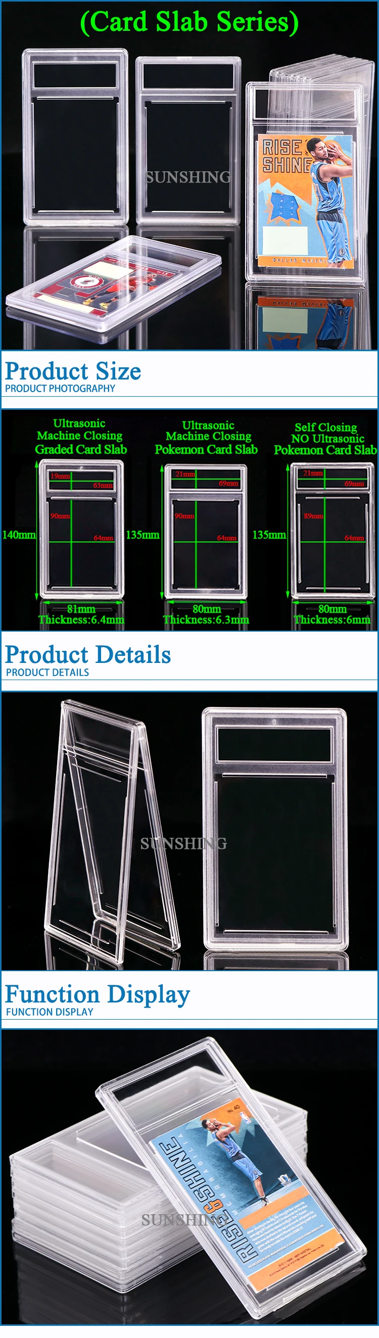 Clear 35pt Custom Ultrasonic Graded Card Slab Acrylic Trading Card