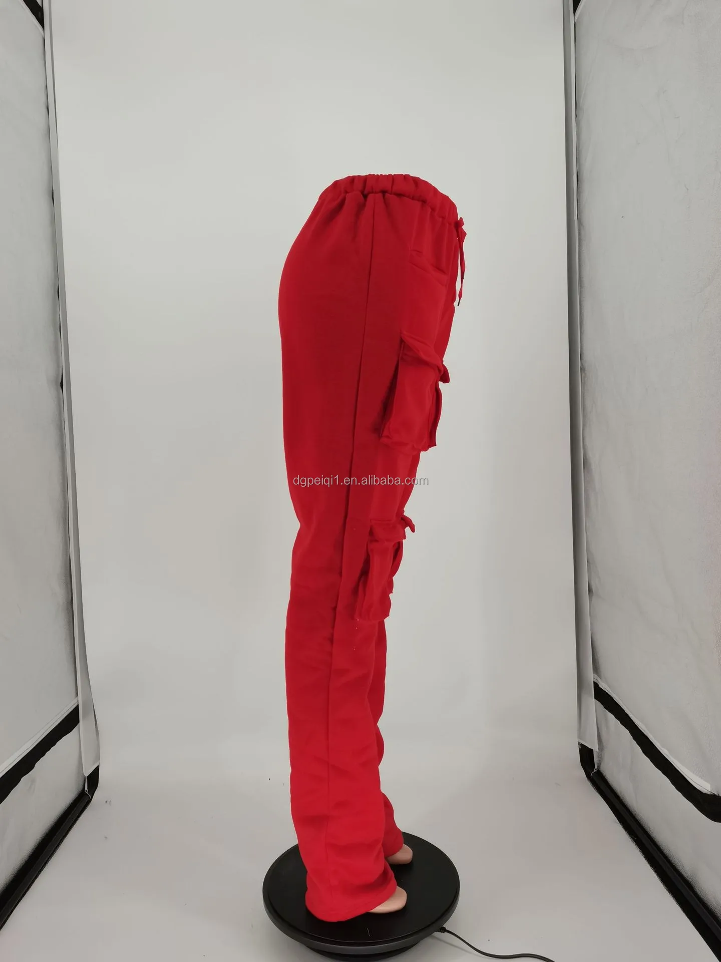 Fall Winter Women's Plus Size Pants With 3d Pocket Red Fleece Stacked