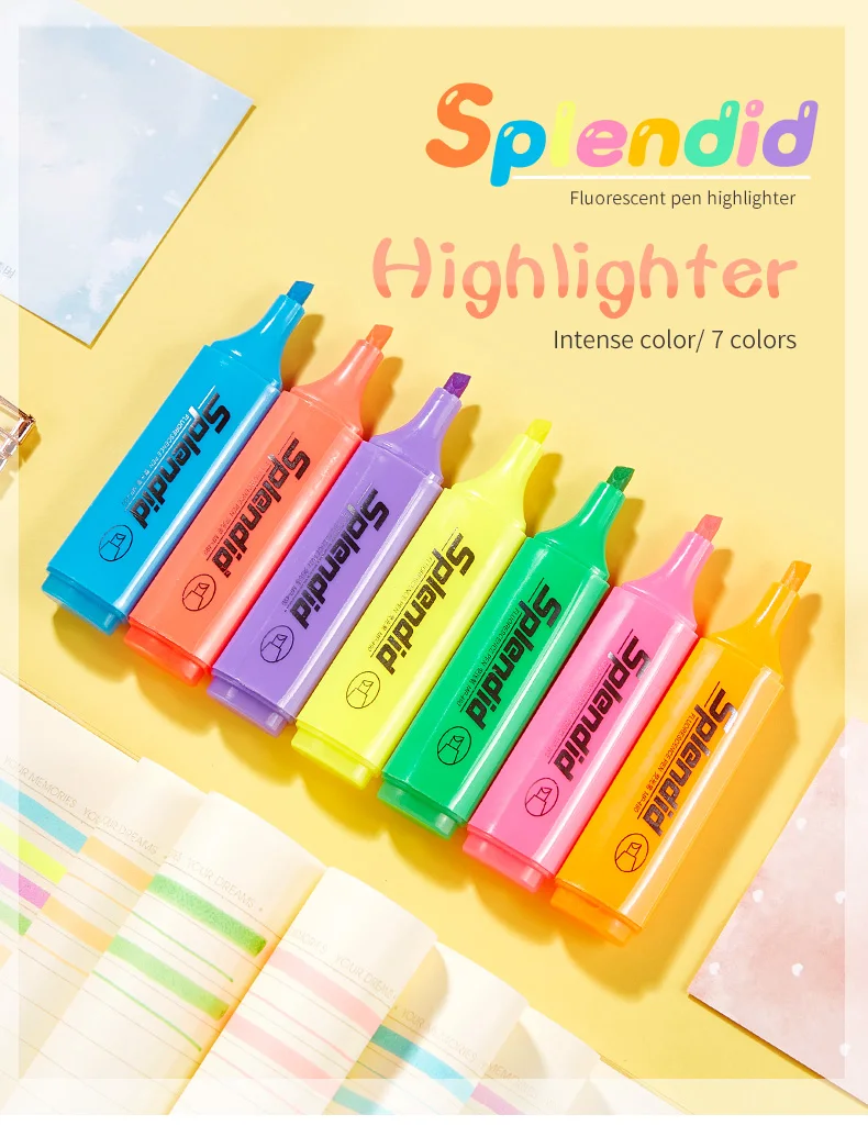 Rainbow Rechargeable Highlighter Pen,5 Color Set Red Highlighter Marker