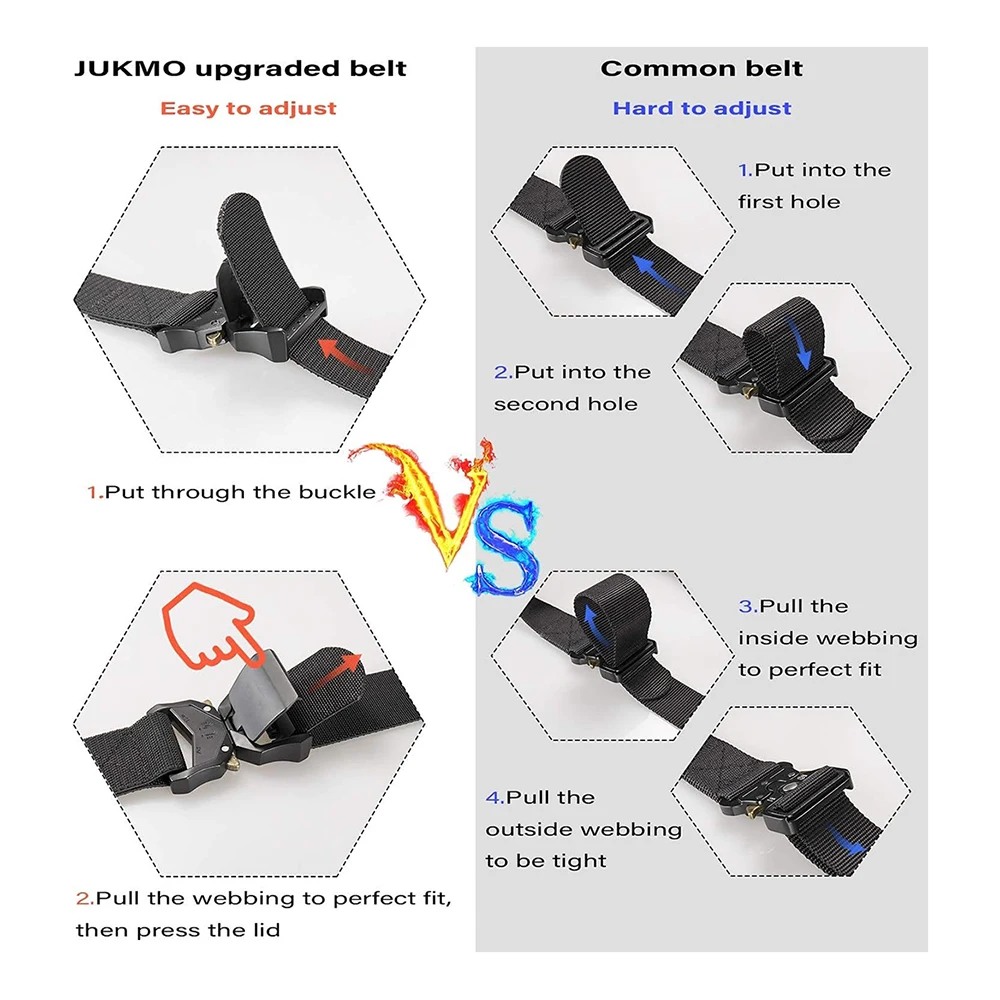 Training Quick Release Tactical Belt Work Nylon Web Hiking Belt with Heavy Duty Seat Buckle Tactical Belts