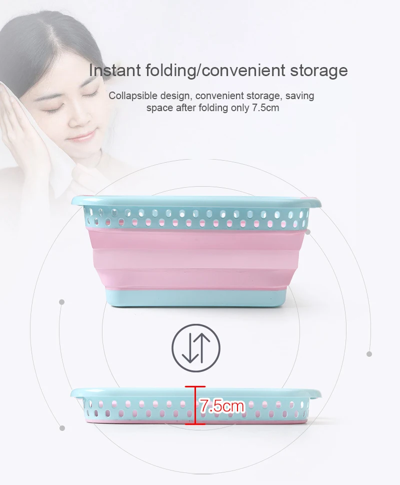 24l Folding Laundry Storage Basket,Bathroom Storage Basket,Portable ...